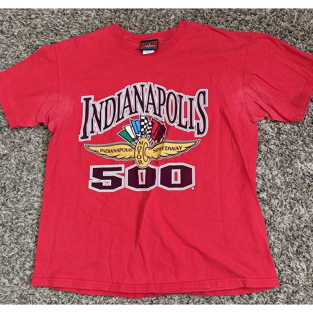 Vintage Indianapolis 500 Shirt Red Tee Graphic 90s Brickyard Mens Size XL
